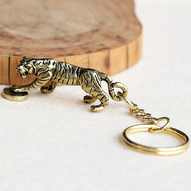 Зодиак из латуни брелок в виде тигра животного медный зверя для автомобиля