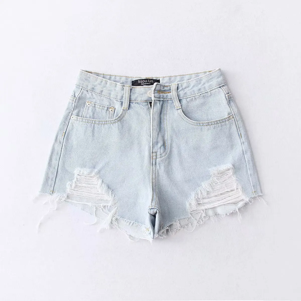 

TVVOVVIN Women's 2021 Summer New Leopard Print Denim Shorts Vintage Rough Edges Hole Women's Wide Leg Jeans Y8jf