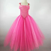 2021girls pink glitter tutu dress kids crochet sparkle tulle dress long ball gown children birthday party costume princess dress