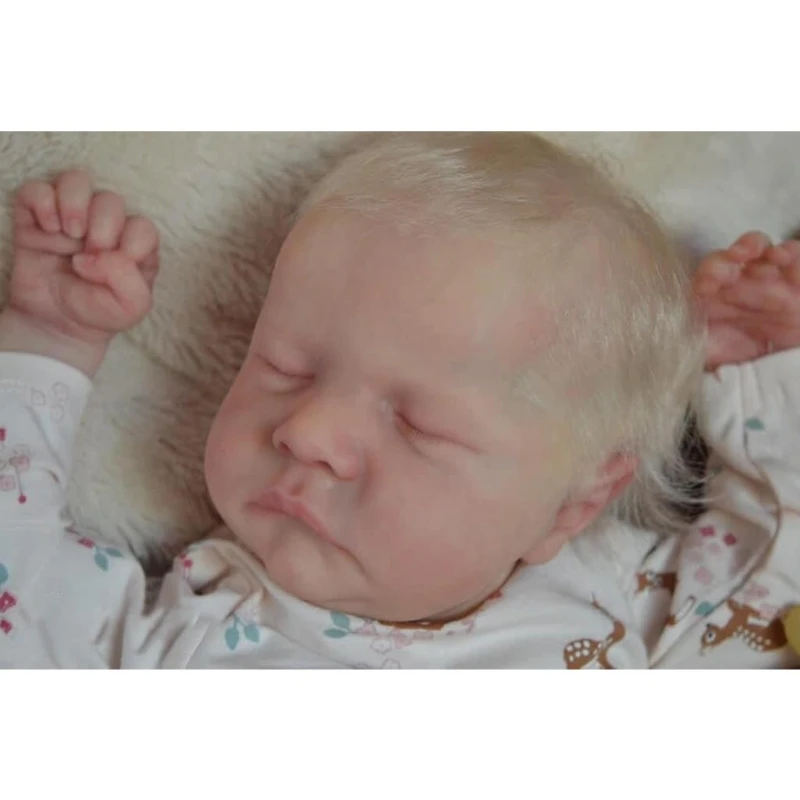 

19In Realistic Baby Girl Doll with Eye-Closed Lifelike Newborn Sleeping Doll Caucasian Reborn Early Learning Infant Gift