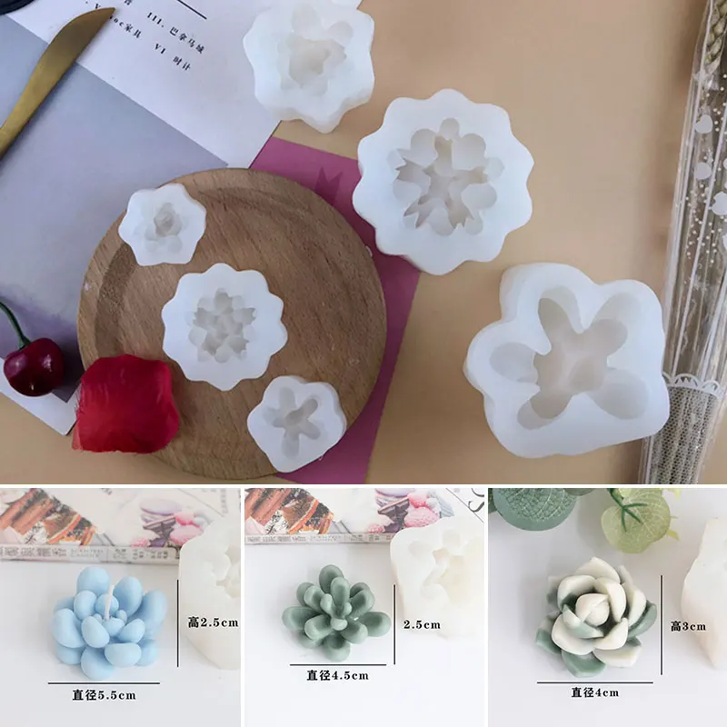 

Candle Mold Succulent Plant Mould Form For Candles Handmade DIY Making Crafts 3D Resin Silicone Molds For Plaster Soap Making