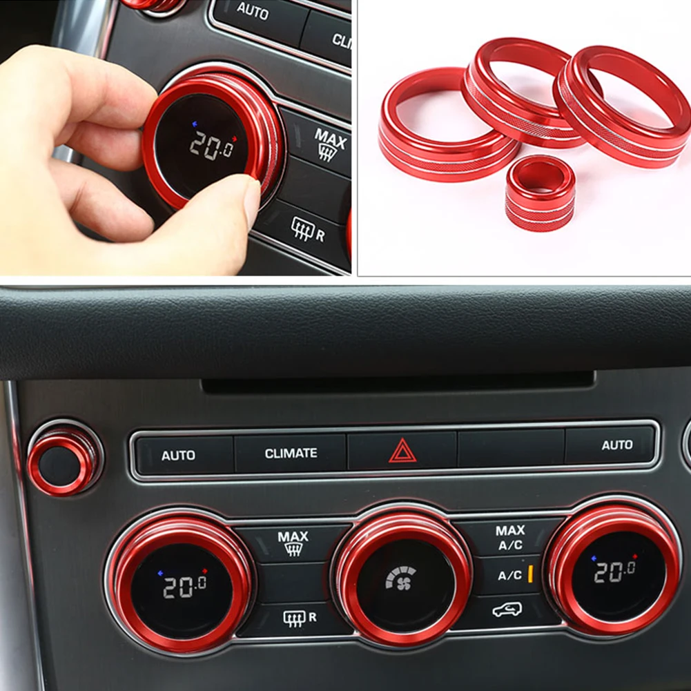 

4Pcs/set For Land Rover Range Rover Sport Vogue Autobiography 14-17 Car-Styling Air Conditioning Knob Audio Circle Trim Aluminum