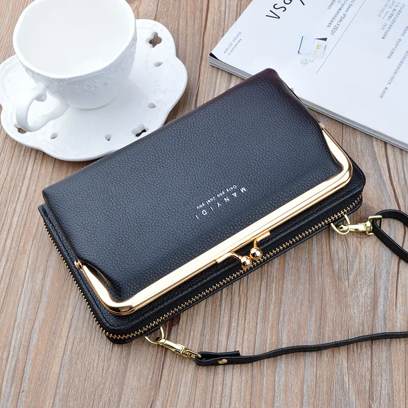 

New mobile phone bag ladies small bag Korean version large-capacity shoulder bag diagonal bag fashion zipper horizontal wallet w