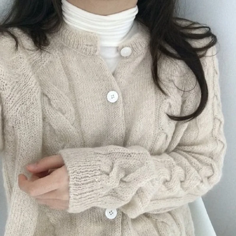 Осенне-зимние вязаные винтажные свитеры женские кардиганы 2019 корейские свитера