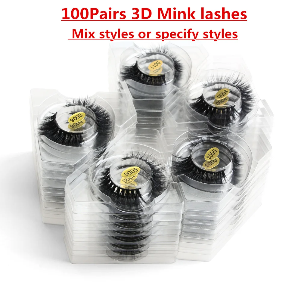 100 Pairs Eyelashes Natural Long 3d Mink Lashes Mink Eyelashes Wholesale False Eyelashes Makeup Eyelash Extensions
