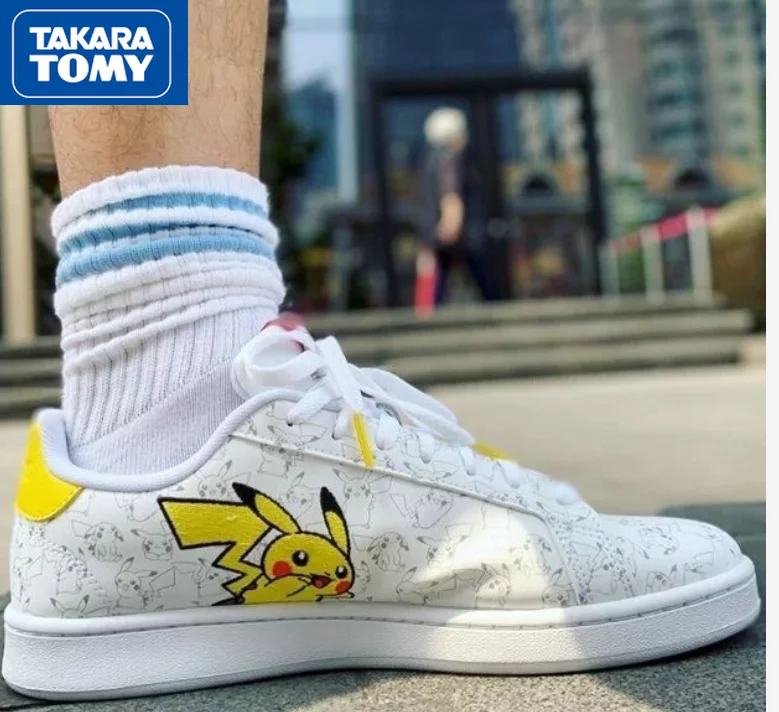 

TAKARA TOMY Pokemon Men's Comfortable Breathable Non-slip Wear-resistant White Shoes Simple Cartoon Sneakers