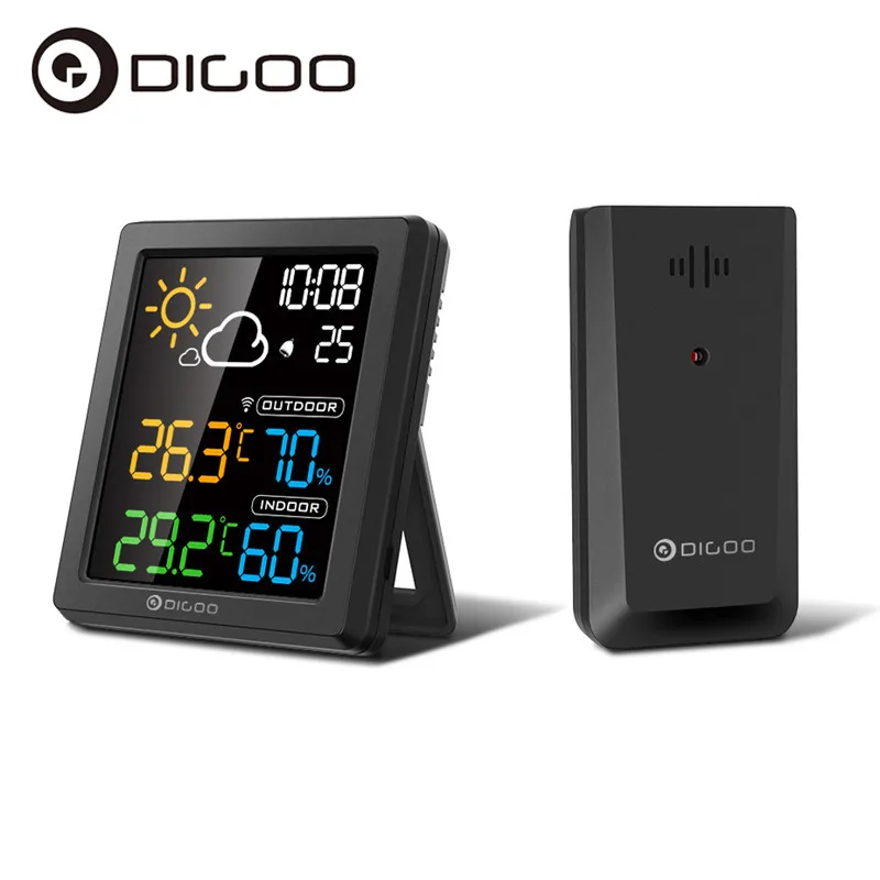 Метеостанция DIGOO DG-8647 с часами цифровой измеритель температуры и влажности ЖК
