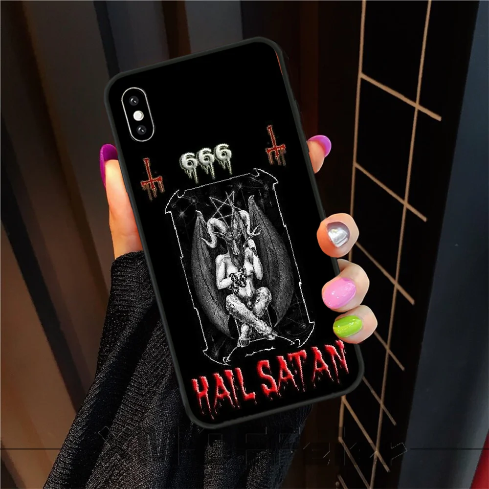 Пентаграмма 666 демонический черный мягкий чехол для телефона Capa iphone6 6s plus 7 8 X XR XS MAX