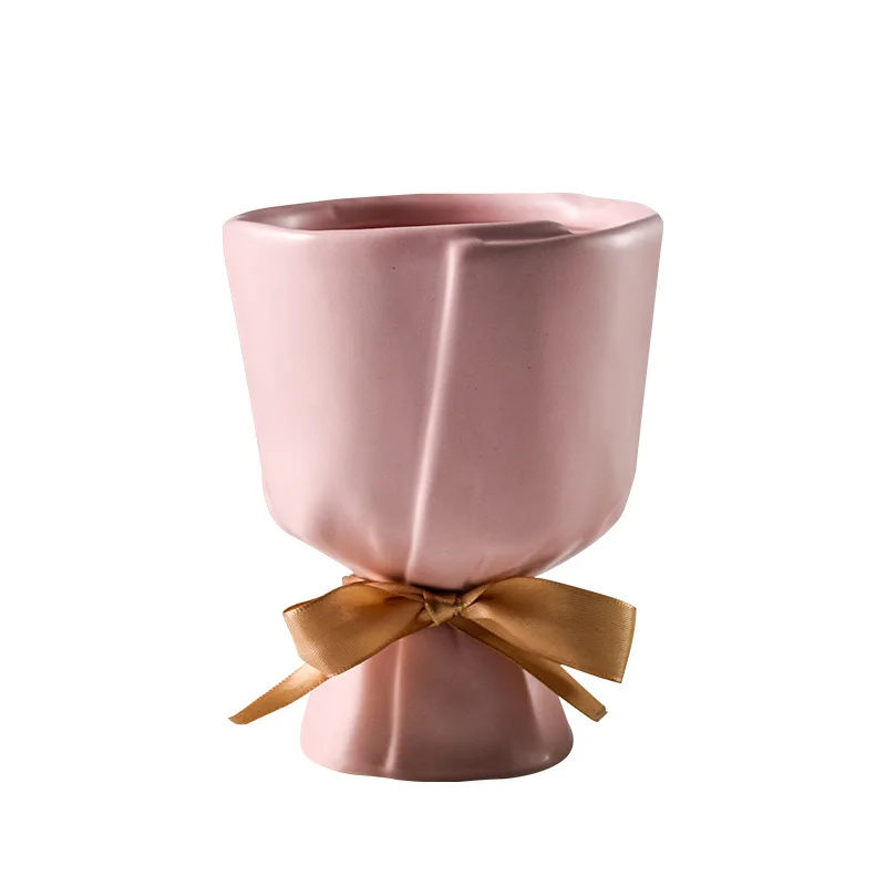 

Nordic Style Creative Fresh Bouquet Shape Ceramic Vase Living Room Bedroom Desk Floral Decoration Gift Holding Vase