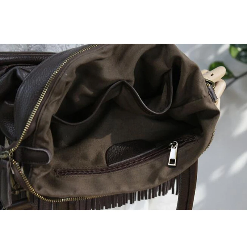 Сумка на плечо женская из натуральной воловьей кожи с кисточками | Багаж и сумки