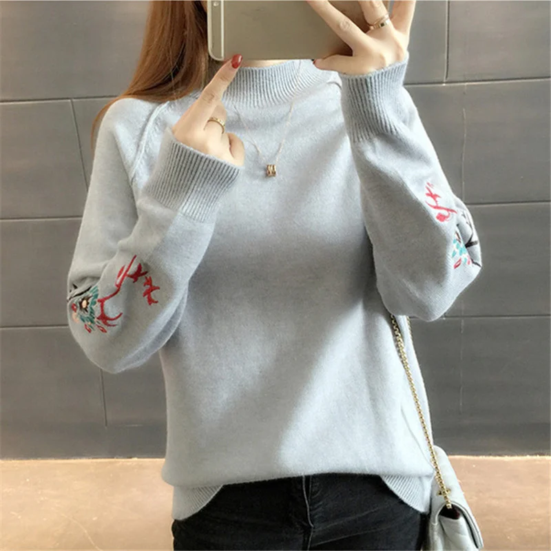 

Свитер женский трикотажный с высоким воротником, Осень-зима