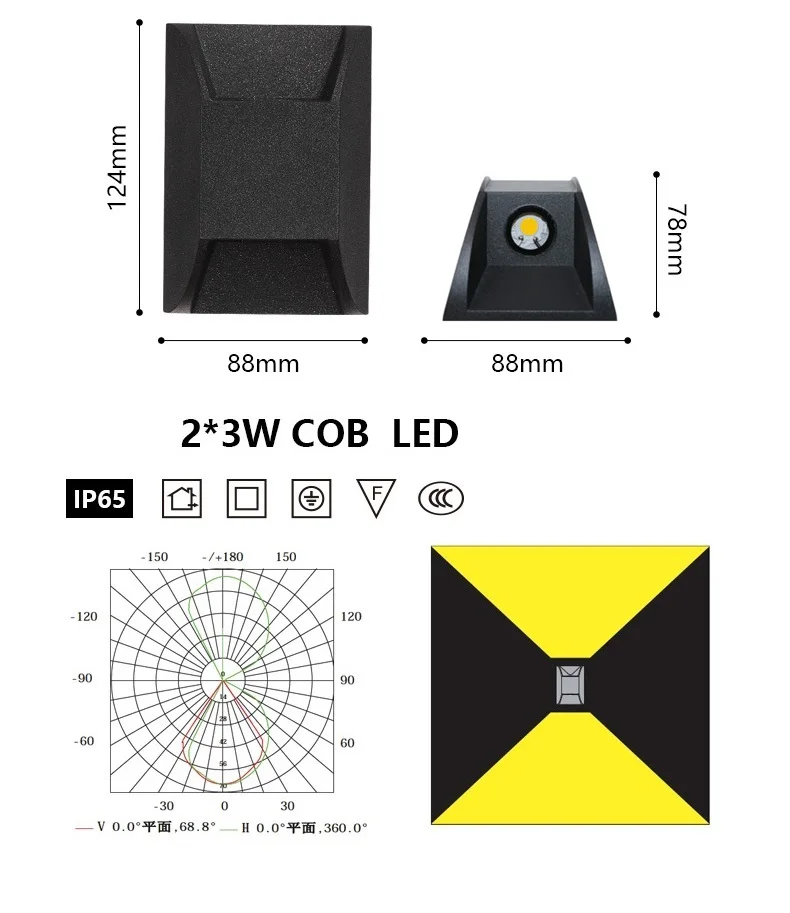 Водонепроницаемый вверх вниз открытый светильник ing IP65 Настенный сад крыльцо