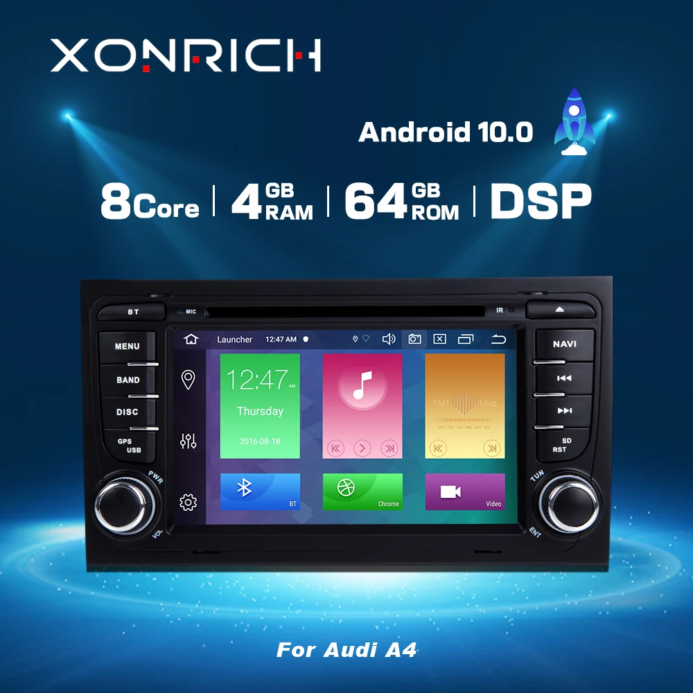 Автомобильный DVD плеер 4 ГБ 64 DSP 2 Din Android 10 радио GPS для Audi A4 B8 S4 B6 B7 RS4 8E 8H B9Seat Exeo