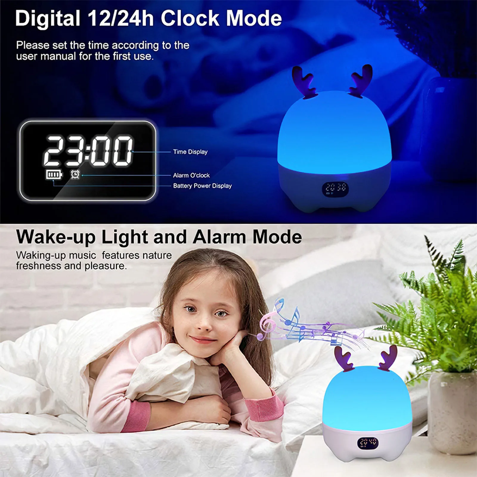 

Night Light Alarm Clock Starry Sky Projector Lamp Bluetooth Speaker with APP Control LED Smart Digital Clock for Bedroom Decor