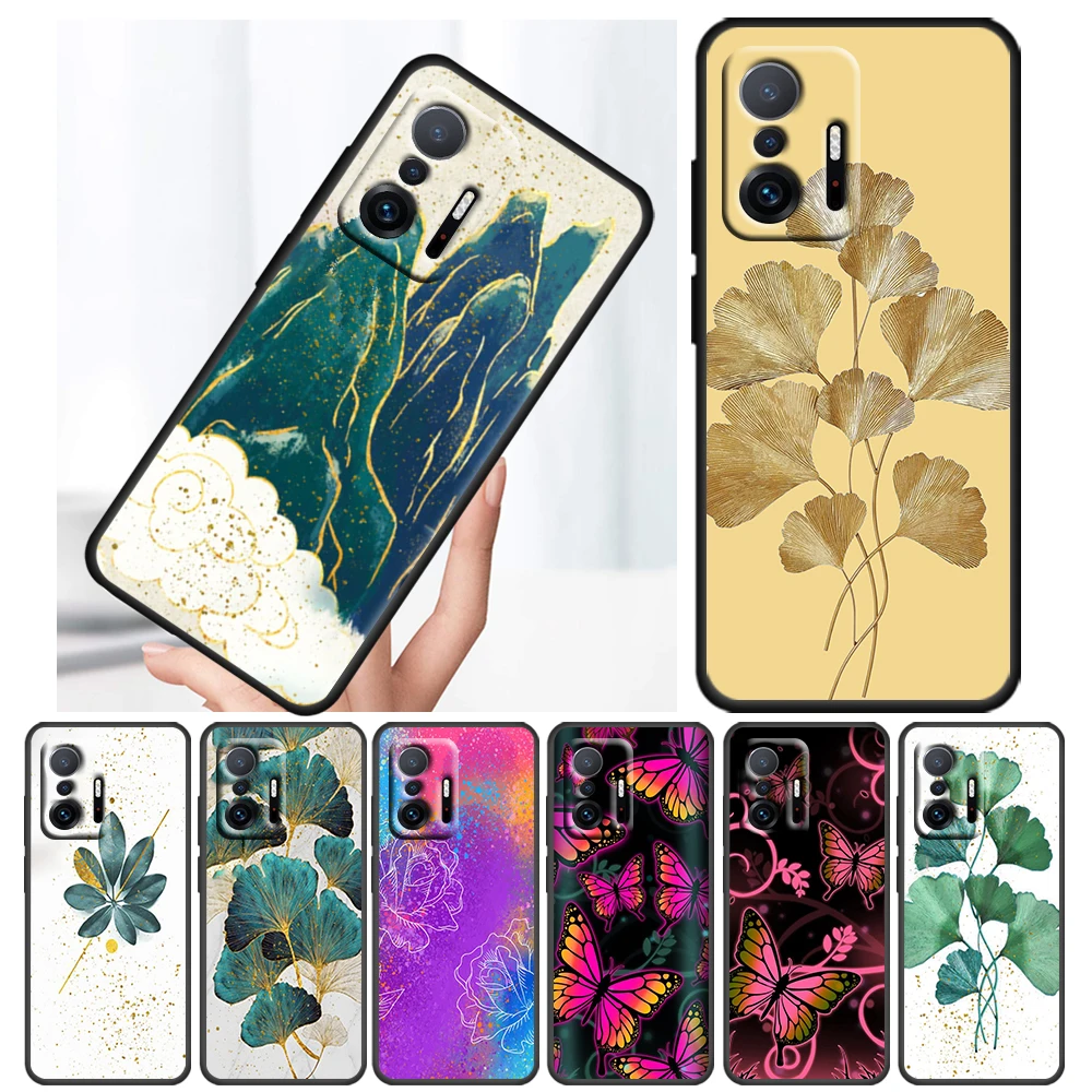 

Gold Foil Art Print For Xiaomi Mi 11 10 Ultra 11T 10T Note10 Pro Lite 11i 10i 10S 5G Soft Black Phone Case Cover