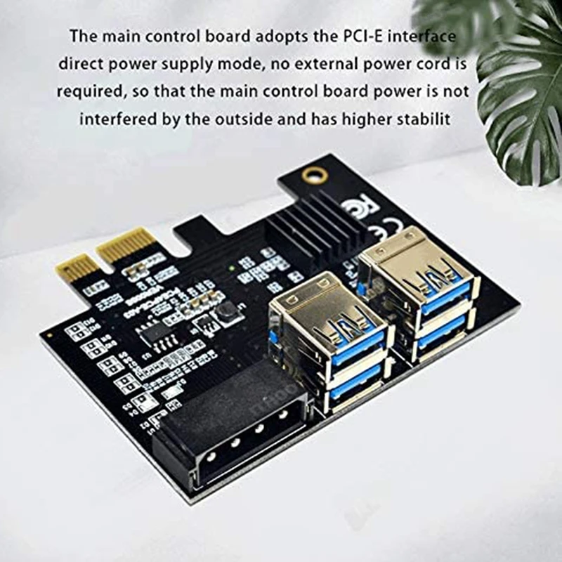 Райзер-карта PCI-E от 1 до 4 1X 16X 4-портовая двухслойная Плата расширения USB3.0 для