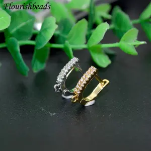 Бусины для серег с фианитом, антивыцветающие металлические арочные крючки для серег, комплектующие для ювелирных изделий, аксессуары для закрепления ювелирных изделий, 30 шт.