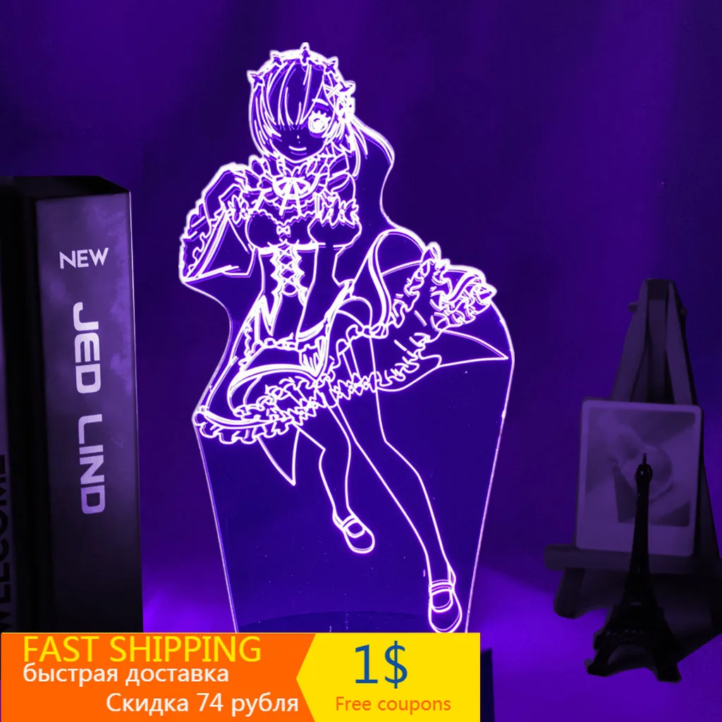 Аниме 3d лампа Re Zero Начальная жизнь в другом мире светильник для спальни Декор