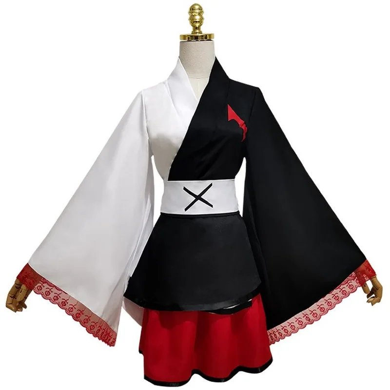 

Danganronpa V3 Monokuma Cosplay Costume Ladies Kimono Suit Outfit Top + Skirt + Girdle Halloween Carnival Props for Unisex