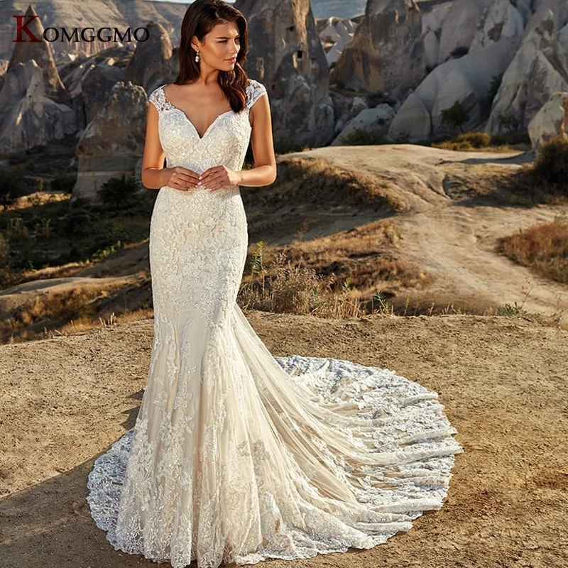 

Индивидуальный заказ и вырезом сердечком, с длинным шлейфом Русалка свадебное платье класса люкс с вышивкой, фатиновое платье, Кепки рукава...