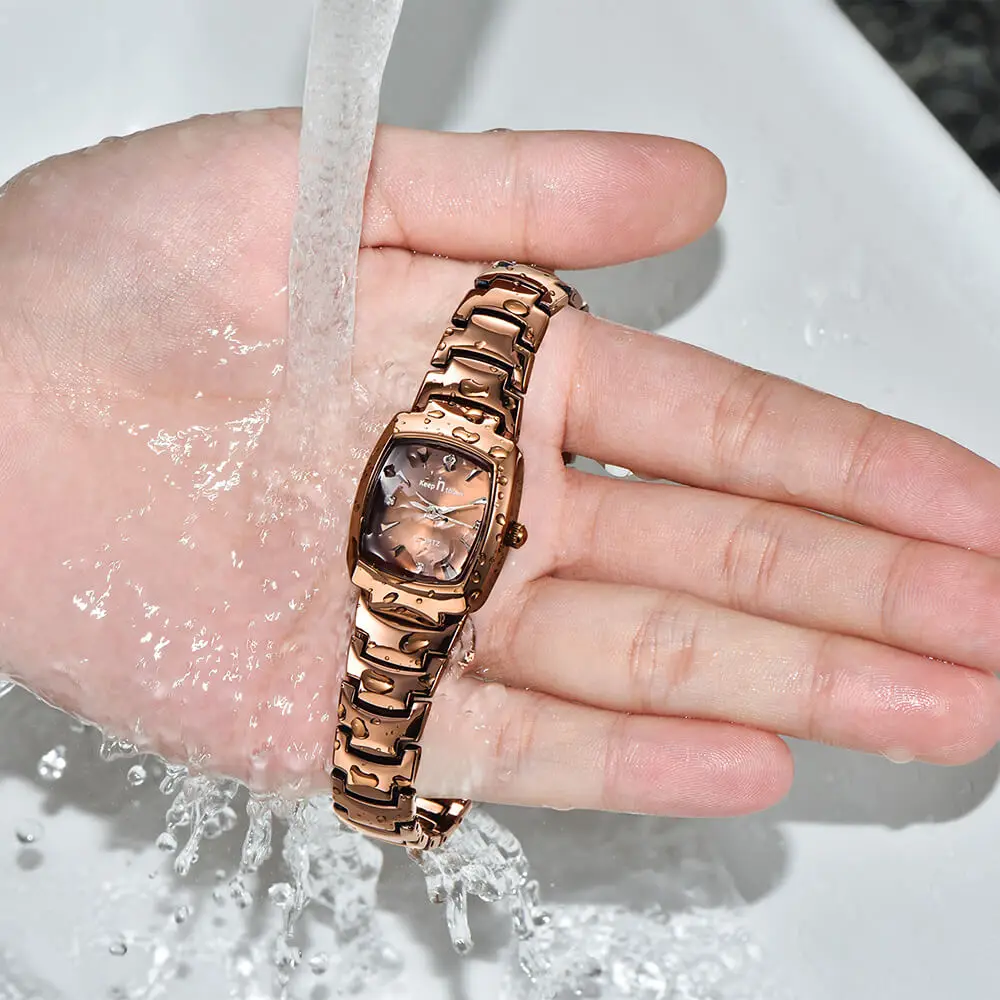 

KEEP IN TOUCH Couple Watch Diamond ectang Quartz Lovers Watches Waterproof Bracelet Gift Wedding Wristwatch for Women Mens