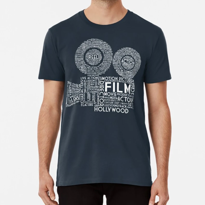 Кинокамера типография-белая футболка белая типография голливудский киносъемщик