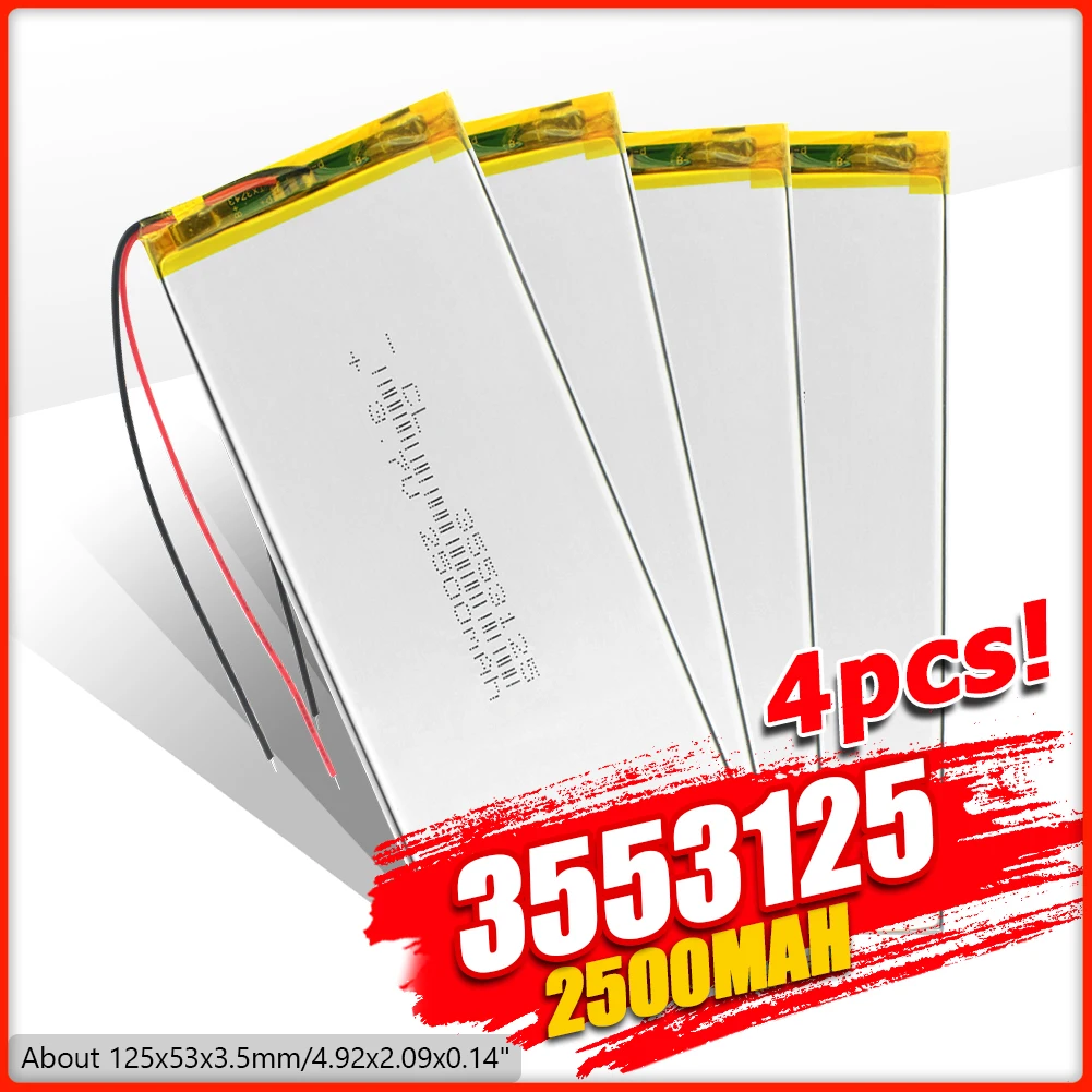 Литий полимерная литиевая батарея 3 7 в 2500 мАч 3553125 для DVD планшета GPS средние