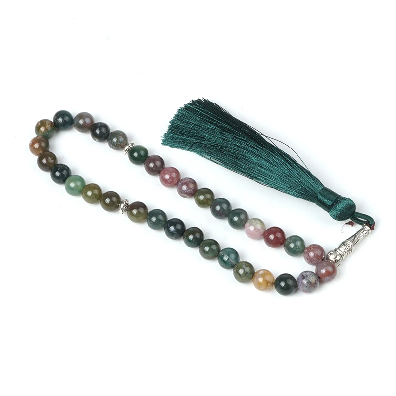 Натуральный индийский агат четки 33 шт. tesbig кисточка оникс мусульманский тасбих