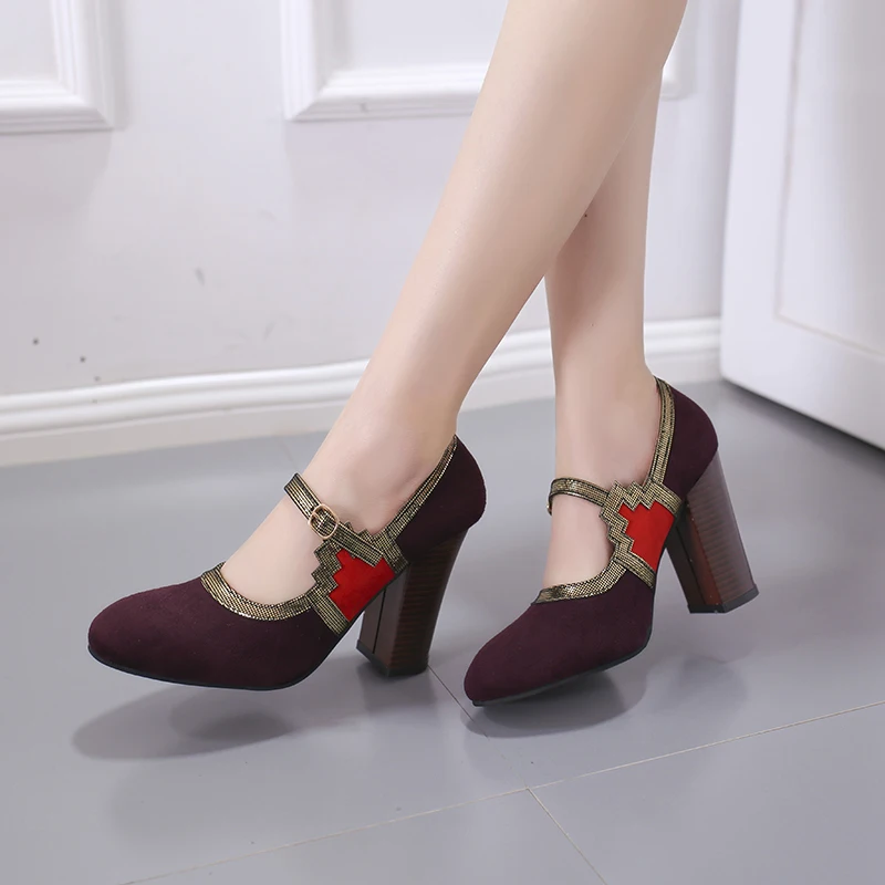 

Korean Version Of Spring And Summer Pointed Toe Heels Single Shoe Female Retro Thick Heel Vintage Mary Jane Shoes
