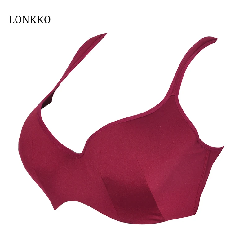 Однотонные бюстгальтеры красного цвета больших размеров женское Бесшовное