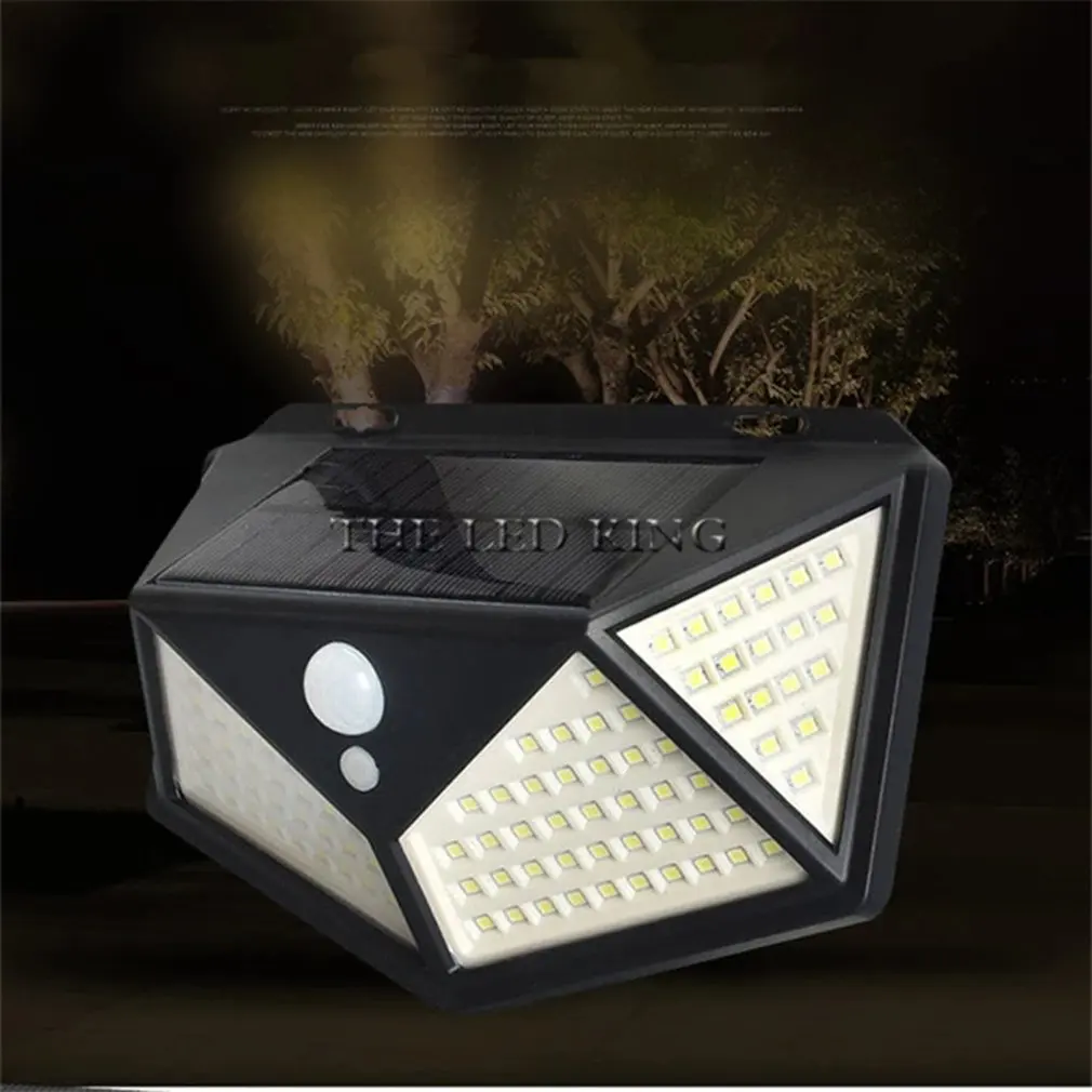 

100LED Solar On All Sides Human Body Induction Light Landscape Garden Wall Light Outdoor Waterproof Wall Lighting