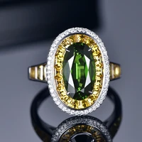 luxury silver color rings for women vintage lab synthetic emerald gemstone high carbon diamond wedding ring for girlfriend