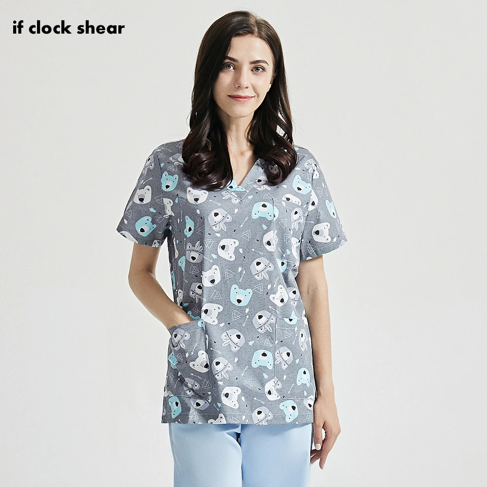 

Диетолог Рабочая обувь с эффектом потертости; Топы лаборатории пыле спа-униформа из дышащей хлопковой ткани печати косметичка для ухода за ...