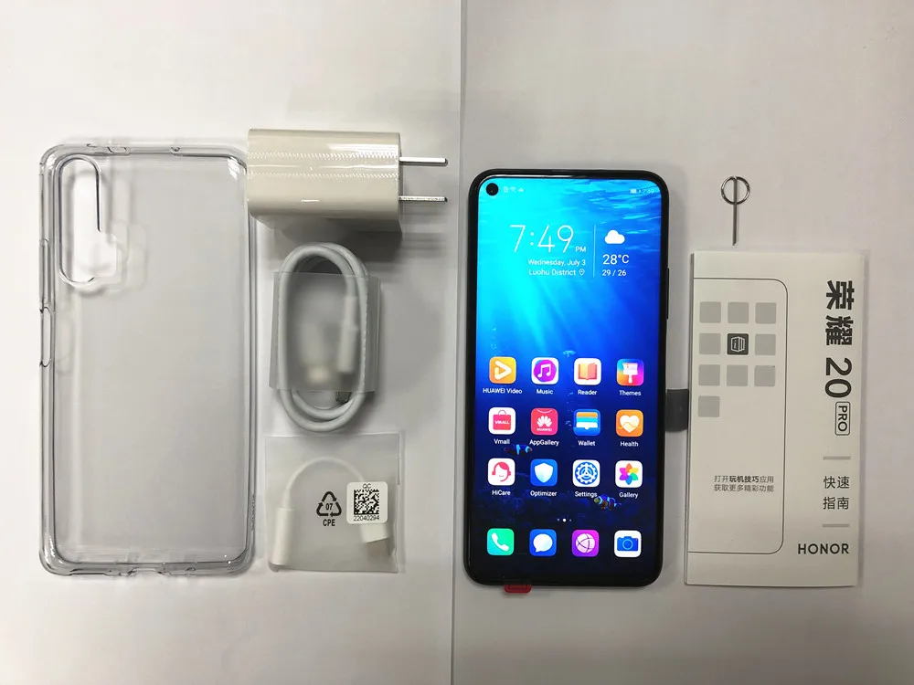 Мобильный телефон Honor 20 Pro Kirin 980, Android 9, 6,26 дюймов, ips, 2340X1080, 8 ГБ ОЗУ, 128 Гб ПЗУ, NFC, Мп+ 32 МП, отпечаток пальца