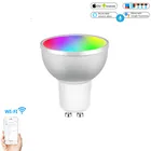 Умная Светодиодная лампа GU10 с Wi-Fi, RGBCW, теплый белый свет, многоцветная, работает с Alexa Google Home