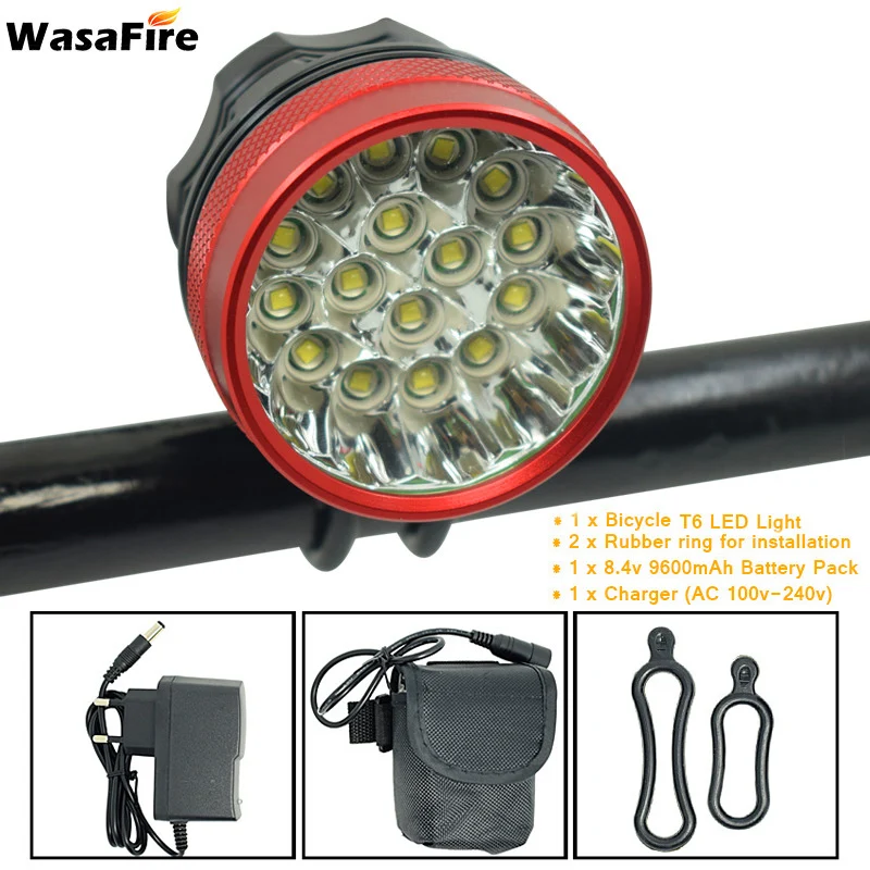 Wasafire 40000lm 16x XML T6 светодиодный велосипедный фонарь + лазерный задний LED farol передний