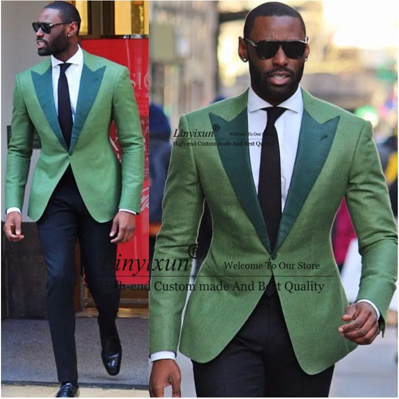 

Custom Green Men Suit Wedding Suits for Men Slim Fit 2 Piece Groom Tuxedos Style PartyProm Suits Groom Suits (Jacket+Pants)