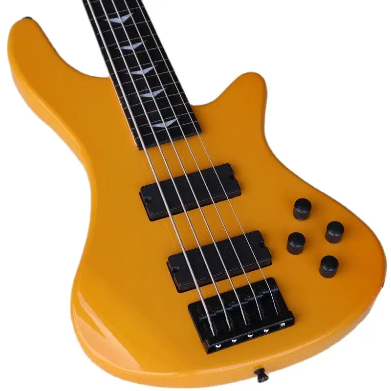 5 string fretless aber mit fret linie elektrische bass gitarre 43 zoll orange solid linde körper hochglanz finish bass gitarre free global shippi
