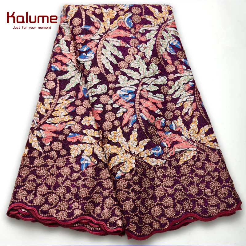 

Kalume African Wax Lace Fabric Sequins 2021 High Quality Nigerian Wax Lace Fabric Sequins For Diy Party Wedding Dress H2627