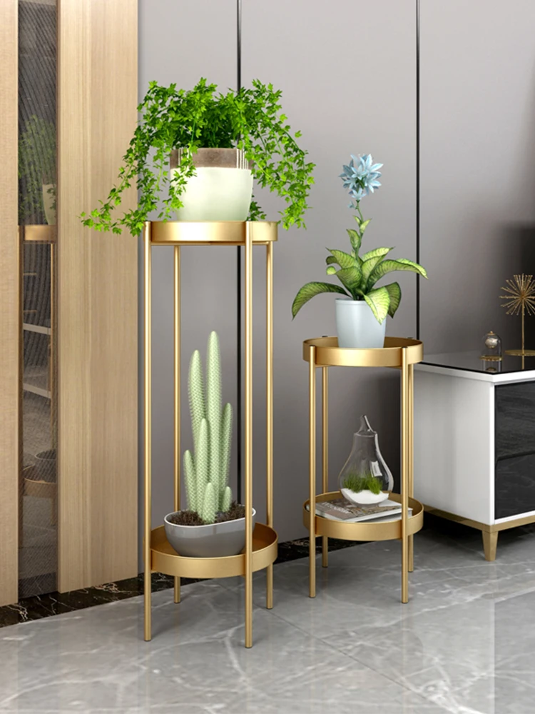 Gold Nordic metal plant stand living room indoor brief floor plant iron rack flower metal stand balcony metal shelf garden stand