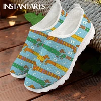 instantarts hot selling girls mesh sneakers cute cartoon dachshund medical dog pattern women flat shoes breathable beach loafers