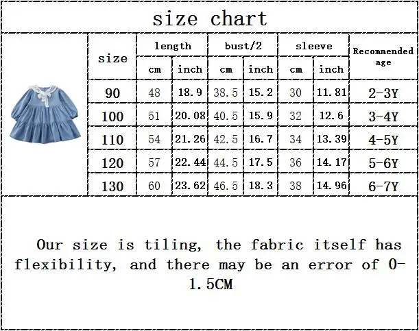 

Pretty Princess Full Sleeve Solid Cotton Knee-length Dresses Denim Lace Shawl Toddler Children Kids Baby Girls Clothes 2-7Y