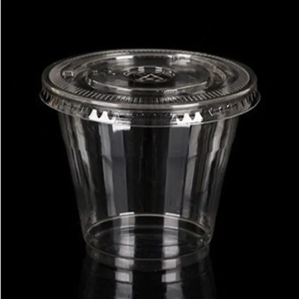 cup and lid 50 шт. высококачественный прозрачный лед пудинг со сливками плотная пластиковая чашка 250 мл 9 унций одноразовые сок йогурт упаковка кружки с крышками - Цвет: cup and lid