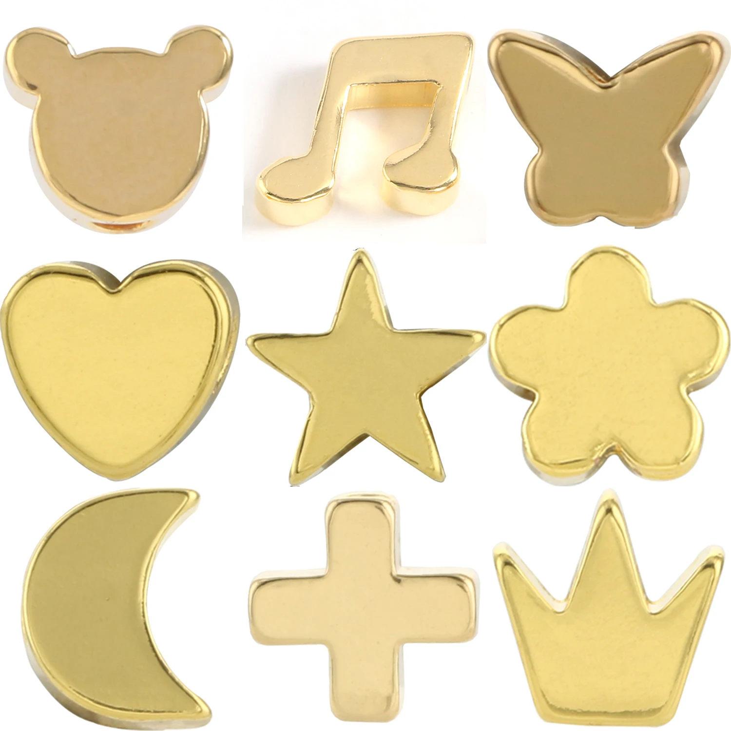 

10pcs/lot Heart Cross Star Crown Moon Mickey Shape Copper Spacer Bead Loose Metal Charms Beads for Jewelry Making DIY Bracelet