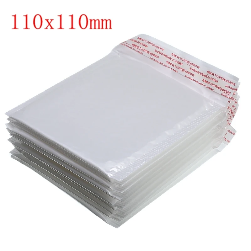 110x110mm 50 шт./лот, белый пенопласт,, почтовый конверт, сумка, разные характеристики, Пузырьковые почтовые отправители, Мягкий почтовый конверт, сумка - Цвет: 110x110mm