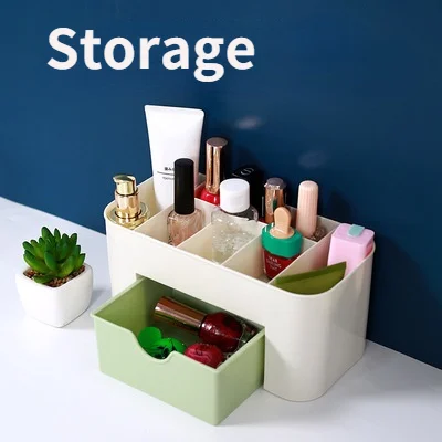 

2021new Cheap Fashion Plastic Storage Box Desktop Sundries Cosmetic Basket Make Up Jewelry Storage Case Sundries Table Container