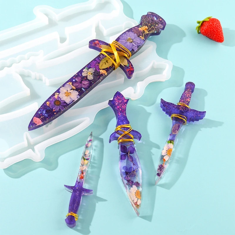

Sword Epoxy Resin Mold Keychain Pendant Silicone Mould DIY Crafts Jewelry Decorations Ornaments Casting Tools