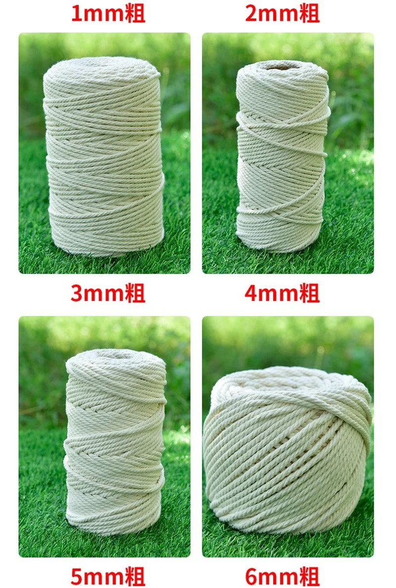 3mm 4mm 5mm 6mm Macrame Rope Twisted String Cotton Cord For Handmade Natural Beige DIY Home Wedding Accessories Gift | Дом и сад