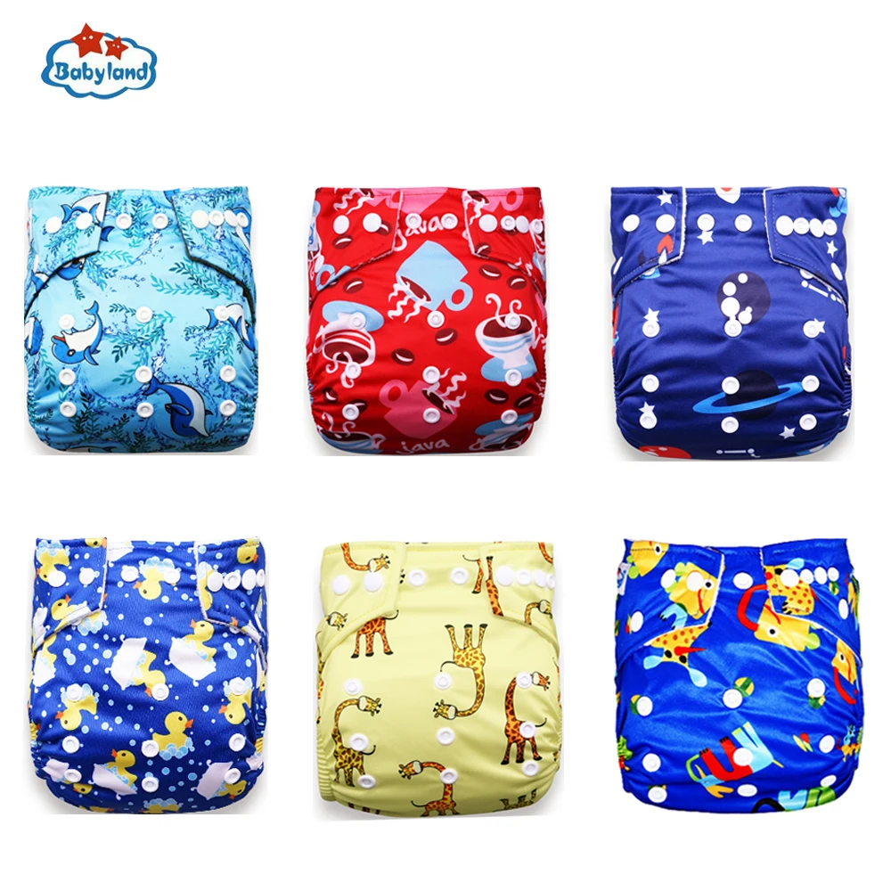 Babyland OEM моющийся многоразовый подгузник для младенцев 6 шт. + вкладыш в подгузники