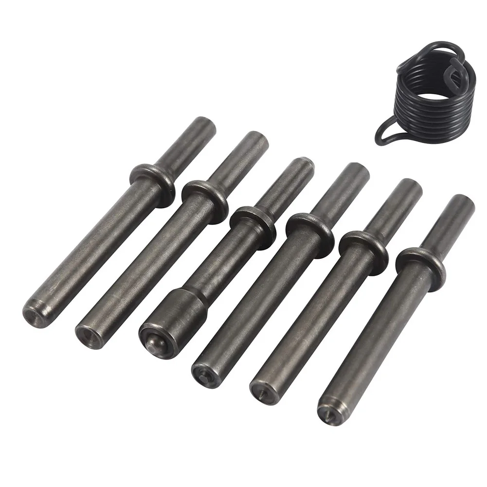 

7pcs Pneumatic Bits Accessories With Spring Air Rivet Tool Kit Rustproof Replacement Smoothing Practical Durable Steel Chisel